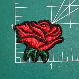 2/$10 Mini Red Rose Embroidered Patch Style 1